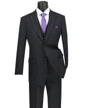 Vinci Men's 3 Piece Wool Feel Executive Suit - Big and Tall Sizing