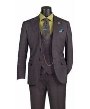 Black Glen Plaid Suit Mens Classic Suits Flat Front Pants
