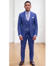 Blue Glen Plaid Suit Mens Classic Suits Flat Front Pants