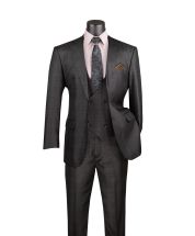 Vinci Men's 3 Piece Executive Suit - Classic Glen Plaid