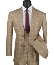 Vinci Men's 3 Piece Executive Suit - Glen Plaid