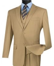 Vinci Men's 3 Piece Wool Feel Classic Suit - Extra Long Sizes