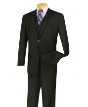 Vinci Men's 3 Piece Wool Feel Outlet Suit - Flat Front Pants