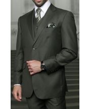 CCO Men's 3 Piece Wool Feel Outlet Suit - Flat Front Pants