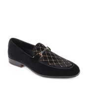 Black/Gold Mens Dress Shoes Mens Loafers Velvet Shoe