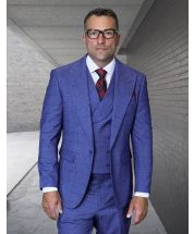 Statement Men's 3 Piece 100% Wool Modern Fit Suit - Textured Windowpane