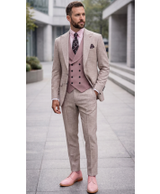Blush Gingham Suit Suits for Men Tailored Suit