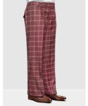 Statement Men's Outlet 100% Wool Pant - Wide Leg Plaid Slacks