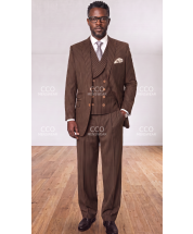 Brown Suits Mens 3 Piece Wool Suit