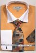 Fratello Men's French Cuff Dress Shirt Set - Textured Two Tone