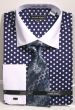 Avanti Uomo Men's Outlet 100% Cotton French Cuff Shirt Set - Polka Dots