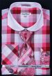 Daniel Ellissa Men's Outlet French Cuff Dress Shirt Set - Bright Checker