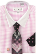 Karl Knox Men's French Cuff Shirt Set - Checkered Pattern