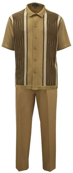Silversilk Men's 2 Piece Short Sleeve Walking Suit - Patterned Stripes