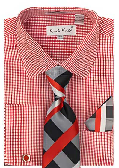 Karl Knox Men's French Cuff Shirt Set - Vibrant Stripes