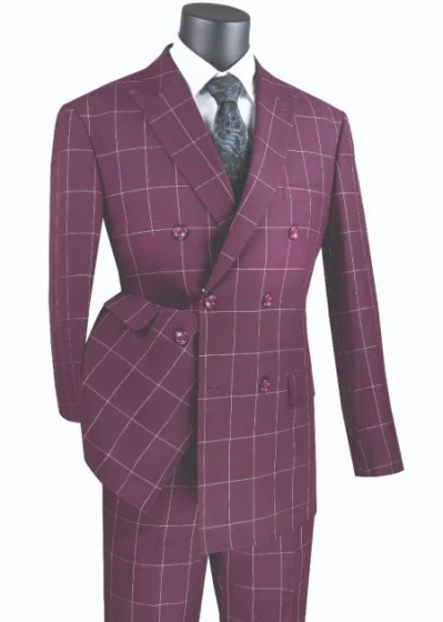 CCO Men's Outlet 2 Piece Modern Fit Suit - Windowpane
