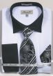 Fratello Men's French Cuff Dress Shirt Set - Textured Two Tone