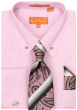 Karl Knox Men's French Cuff Collar Bar Shirt Set - Stripe Pattern