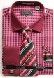 Avanti Uomo Men's French Cuff Dress Shirt Set - Striped Checker