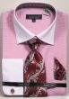 Avanti Uomo Men's French Cuff Dress Shirt Set - Herringbone