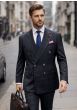 Black Suit Double Breasted Suits for Men with Peak Lapel