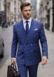 Cobalt Suit Double Breasted Suits for Men with Peak Lapel