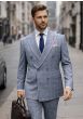 Grey Suit Double Breasted Suits for Men with Peak Lapel