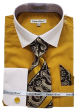 Daniel Ellissa Men's French Cuff Shirt Set - Geometric Jacquard Tie