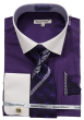 Daniel Ellissa Men's French Cuff Shirt Set - Geometric Jacquard Tie