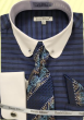 Navy Blue Collar Pin Shirts Mens Shirts
