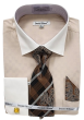 Daniel Ellissa Men's French Cuff Shirt Set - Light Checker Pattern