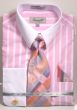 Fratello Men's 100% Cotton French Cuff Dress Shirt Set - Wide Stripe