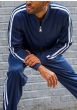 Montique Men's 2 Piece Athletic Walking Suit - Two Stripes