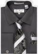 Karl Knox Men's French Cuff Fashion Shirt Set - Print and Stripe Tie