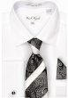 Karl Knox Men's French Cuff Fashion Shirt Set - Print and Stripe Tie