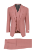 Tiglio Rosso Men's 3 Piece 100% Wool Suit - Wide Leg Pants - Pink Windowpane