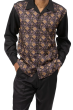 Black Montique Men's Gold Medallion Pattern Leisure Suit