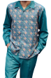 Emerald Green Montique Men's Gold Medallion Pattern Leisure Suit