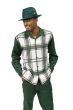 Hunter Green Windowpane Men's Long Sleeve Walking Suit