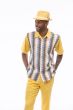 Montique Men's 2 Piece Short Sleeve Walking Suit - Wavy Stripe Pattern