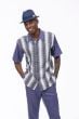 Montique Men's 2 Piece Short Sleeve Walking Suit - Wavy Stripe Pattern