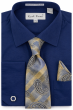 Navy Blue Dress Shirt Button Down Shirt Tie and Pocket Square