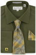 Olive Dress Shirt Button Down Shirt Tie and Pocket Square