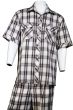 Canto Men's 2 Piece Short Sleeve Walking Suit - Fashion Windowpane