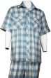 Canto Men's 2 Piece Short Sleeve Walking Suit - Fashion Windowpane
