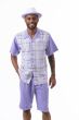 Montique Men's 2 Piece Short Set Walking Suit - Layered Windowpane