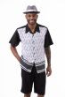 Montique Men's 2 Piece Short Set Walking Suit - Diamond Stripes