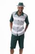 Montique Men's 2 Piece Short Set Walking Suit - Two Tone Stripes