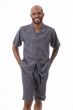 Montique Men's 2 Piece Short Set Walking Suit - Solid Grey
