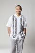 Silversilk Men's 2 Piece Short Sleeve Walking Suit - Wavy Stripe Pattern